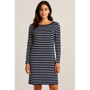 LAUREN RALPH LAUREN Women's Dress Sz M Blue French Striped Knit jersey Shift